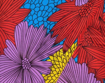 Floraler afrikanischer Wax Print Stoff: Baumwolle von Ankara Textiles Meterware