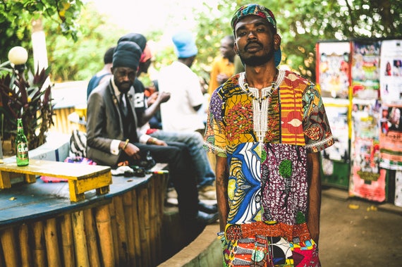 African Shirt Festival Clothing Men Patchwork Shirt Kitenge