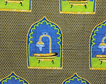 VLISCO Bathtub Novelty Fabric, African Fabric By The Yard, Colourful Fabric, African Wax Print, Dutch Wax, 100% Cotton, Ankara Wall Art
