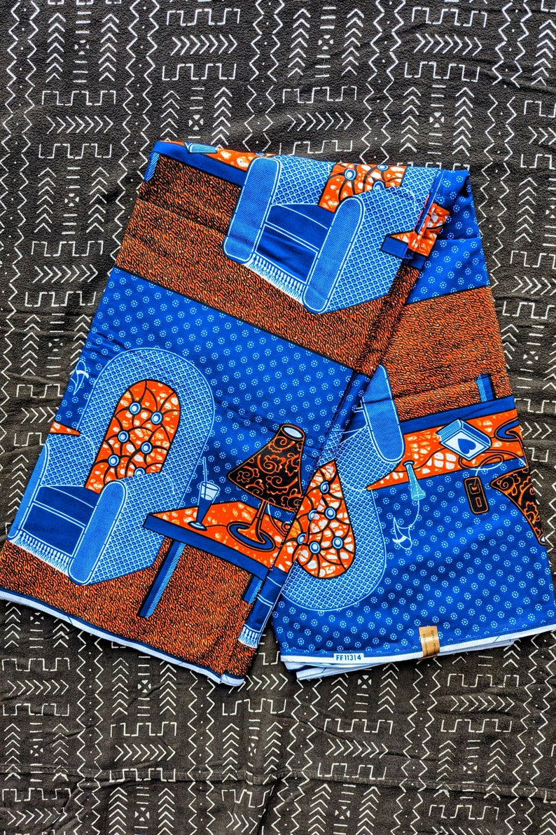 Armchair African Fabric, Ankara Fabric By The Yard, Colourful Fabric, African Wax Print, Upholstery Material, 100% Cotton, Armchair Cover image 2