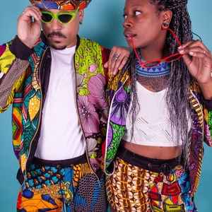 Festival Jacket, African Print Jacket, African Bomber Jacket, Patchwork Jacket, Colourful Coat, Unisex Bomber Jacket, Aztec Jacket, Recycled image 2