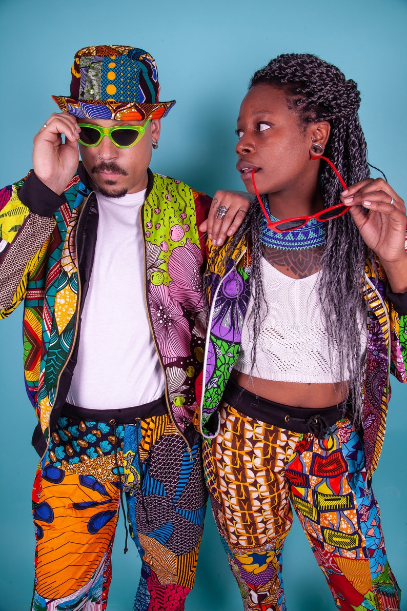 Festival Jacket, African Print Jacket, African Bomber Jacket, Patchwork Jacket, Colourful Coat, Unisex Bomber Jacket, Aztec Jacket, Recycled image 2