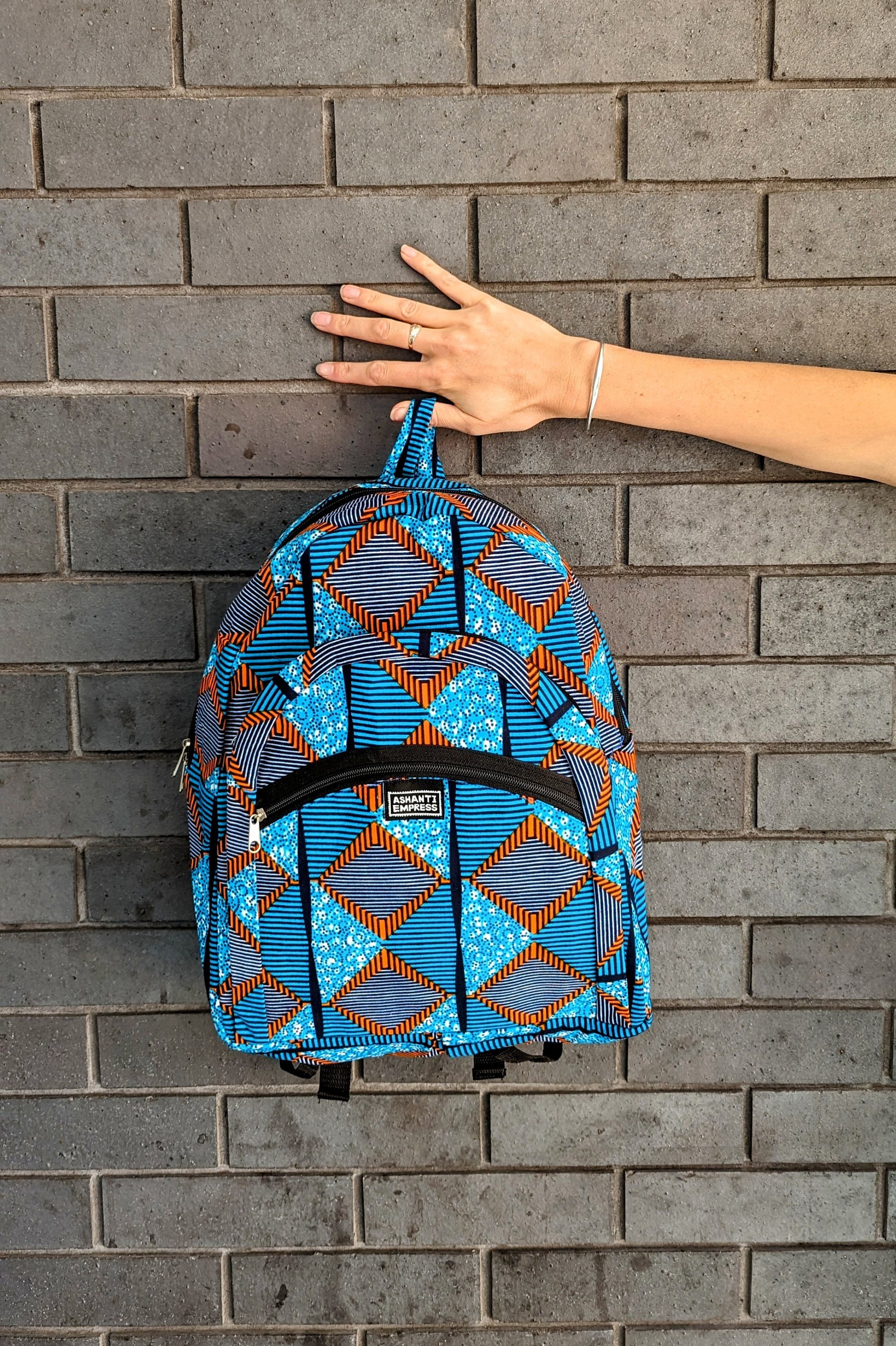 Blue Funky Backpack, African Print Backpack, African Bags