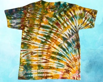 Natural Tie Dye Cotton T-Shirt, Hippie Clothing, Casual Festival Wear, Hippie Shirt, Psychedelic Shirt, Unisex Plus Size, Rave Accessories