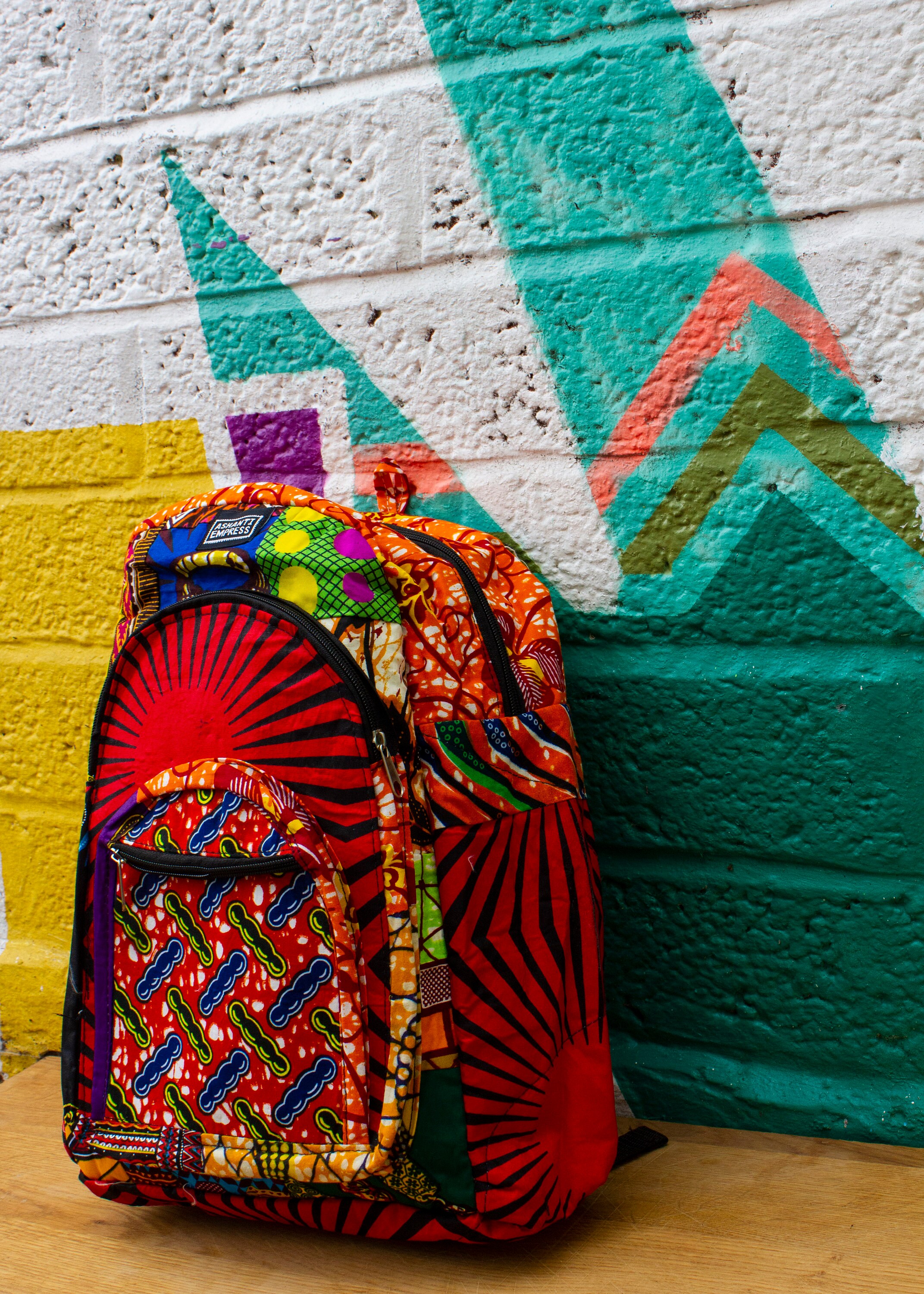 African Patchwork Backpack, Afro Ankara School College Bag 