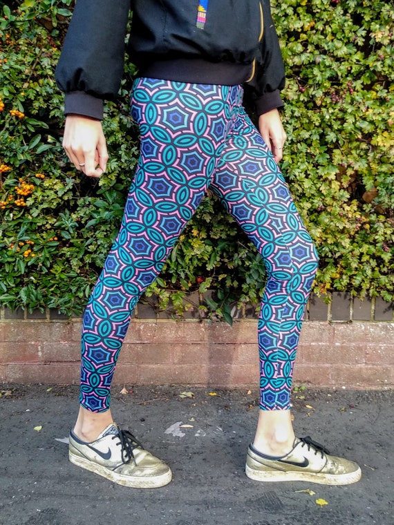 Mosaic Yoga Pants, Psychedelic Leggings, Patterned Leggings, Colourful  Leggings, Festival Pants, Women Activewear, Pilates Tights, Hippie 