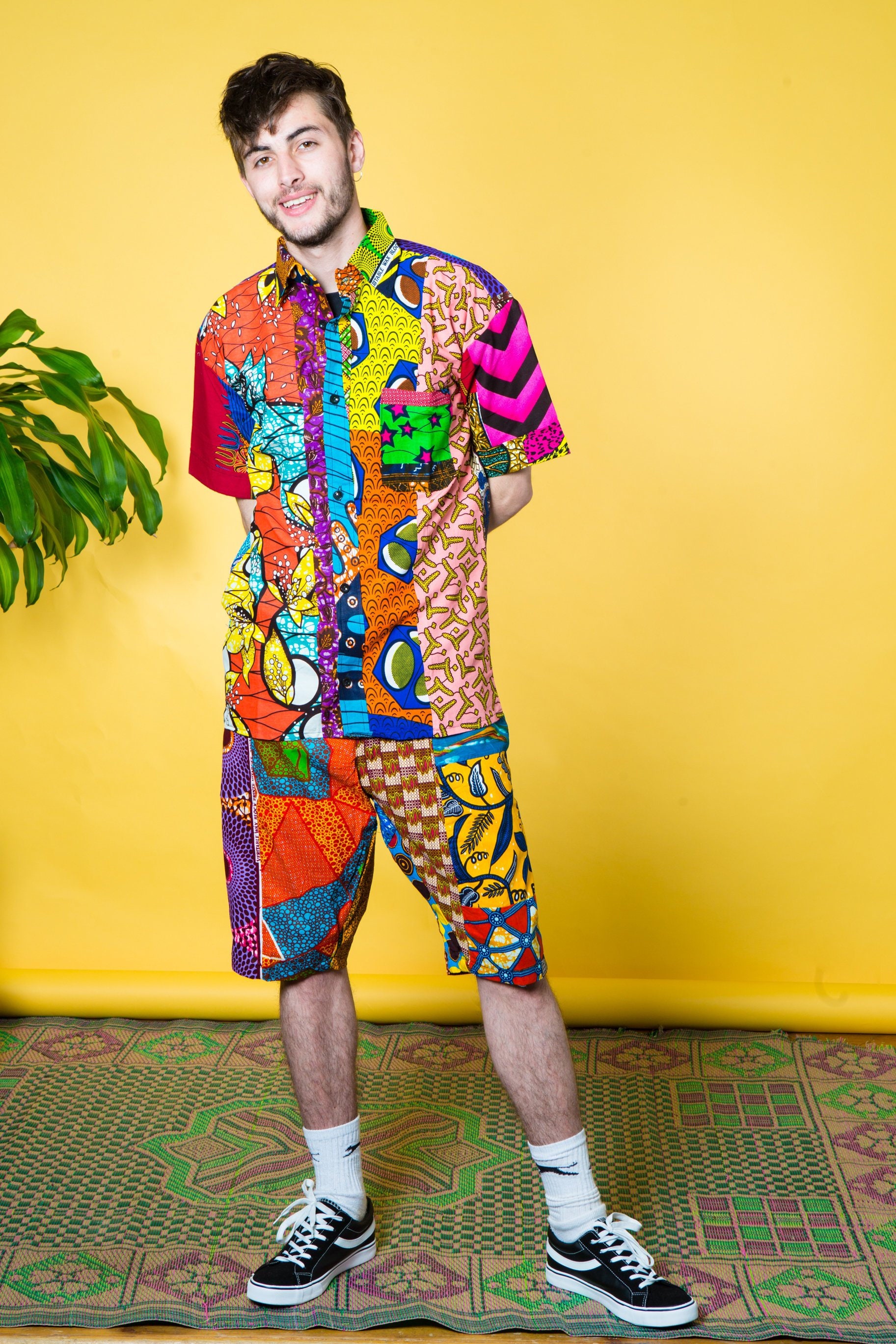 Image of Men’S African Print Patchwork Shorts/Colour Me Crazy Hippie Festival