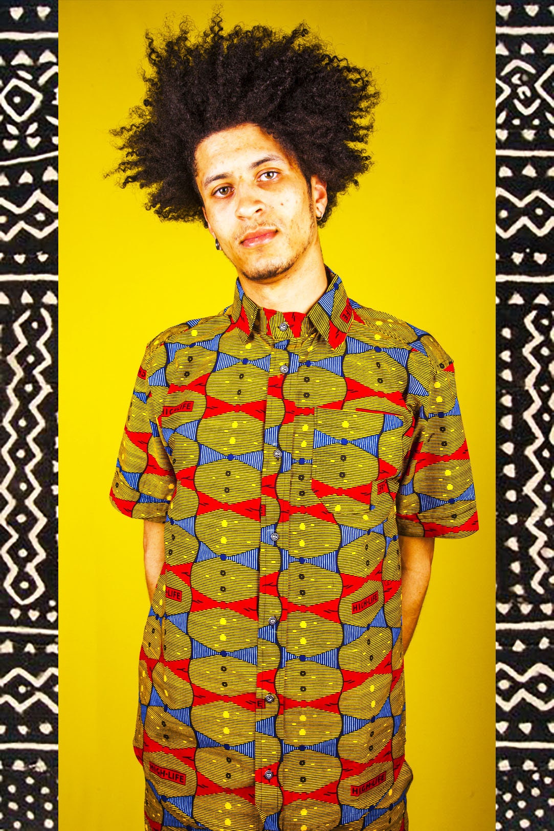 Image of Vibrant African Print Men’S Shirt/Highlife Red Festival Two-Piece