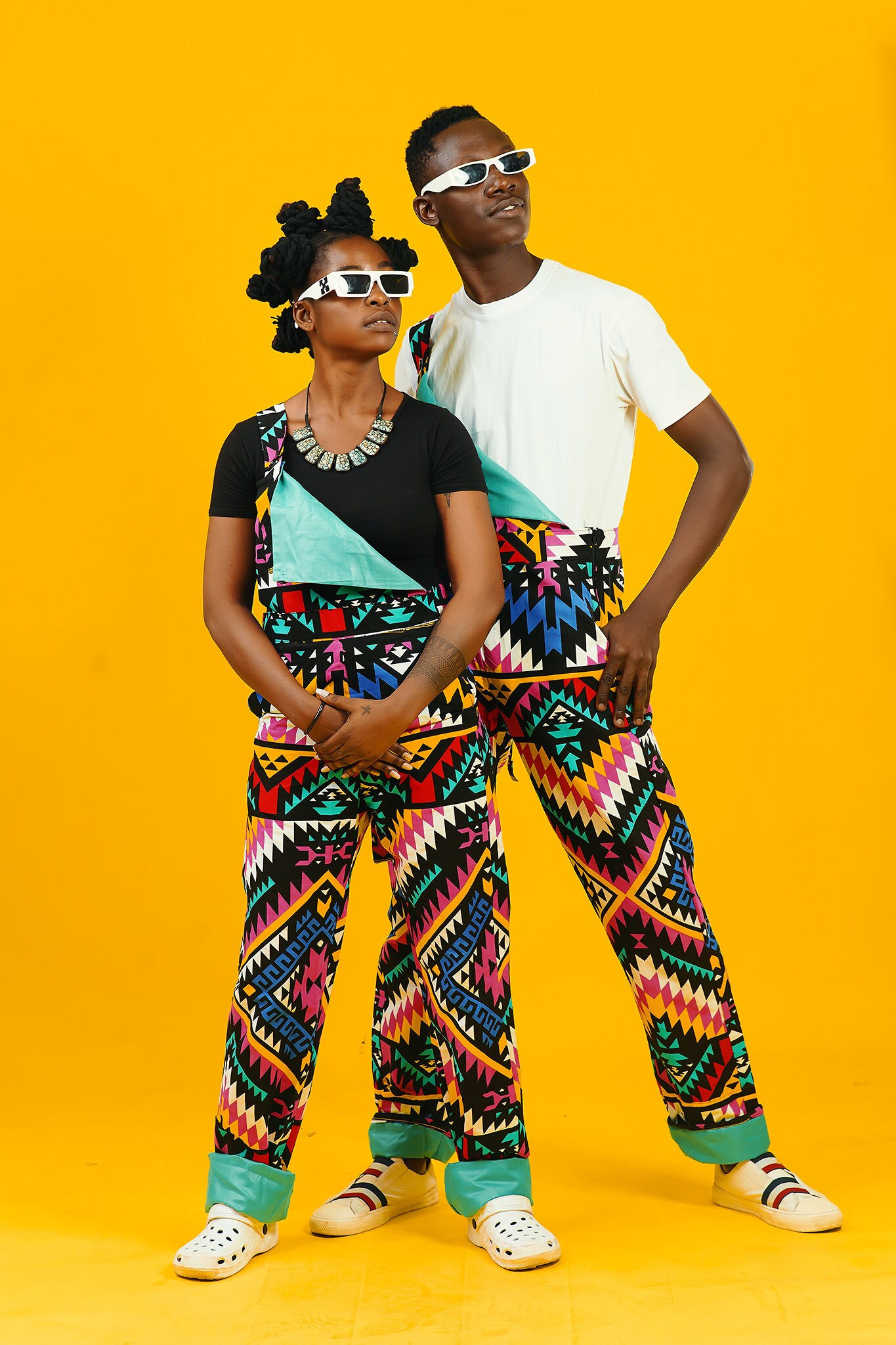 Handmade Ankara Rainbow Overalls, Unisex Gender Neutral Aztec
