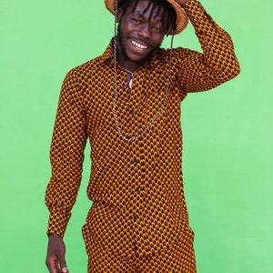 African Print Shirt, Long Sleeve Shirt, Trippy Shirt, Mens Festival Shirt, Mens Festival Clothing, African Wax Shirt, African Print Mens