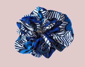 African Print Scrunchie, African Hair Accessories, Colourful Scrunchie, Hair Scrunchie, Colourful Hair band, Blue Hair Tie, Large Scrunchie