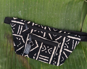 Black Patten Bumbag, Fanny Pack, Minimal Crossover Bag, Festival Bag, Ankara Hip Bag, Festival Bumbag, Ethical Fashion, African Gift