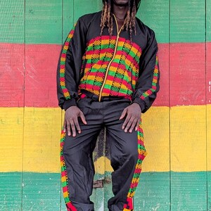 Kente Print Track Pants, African Cotton Trousers, Festival Outfit image 10