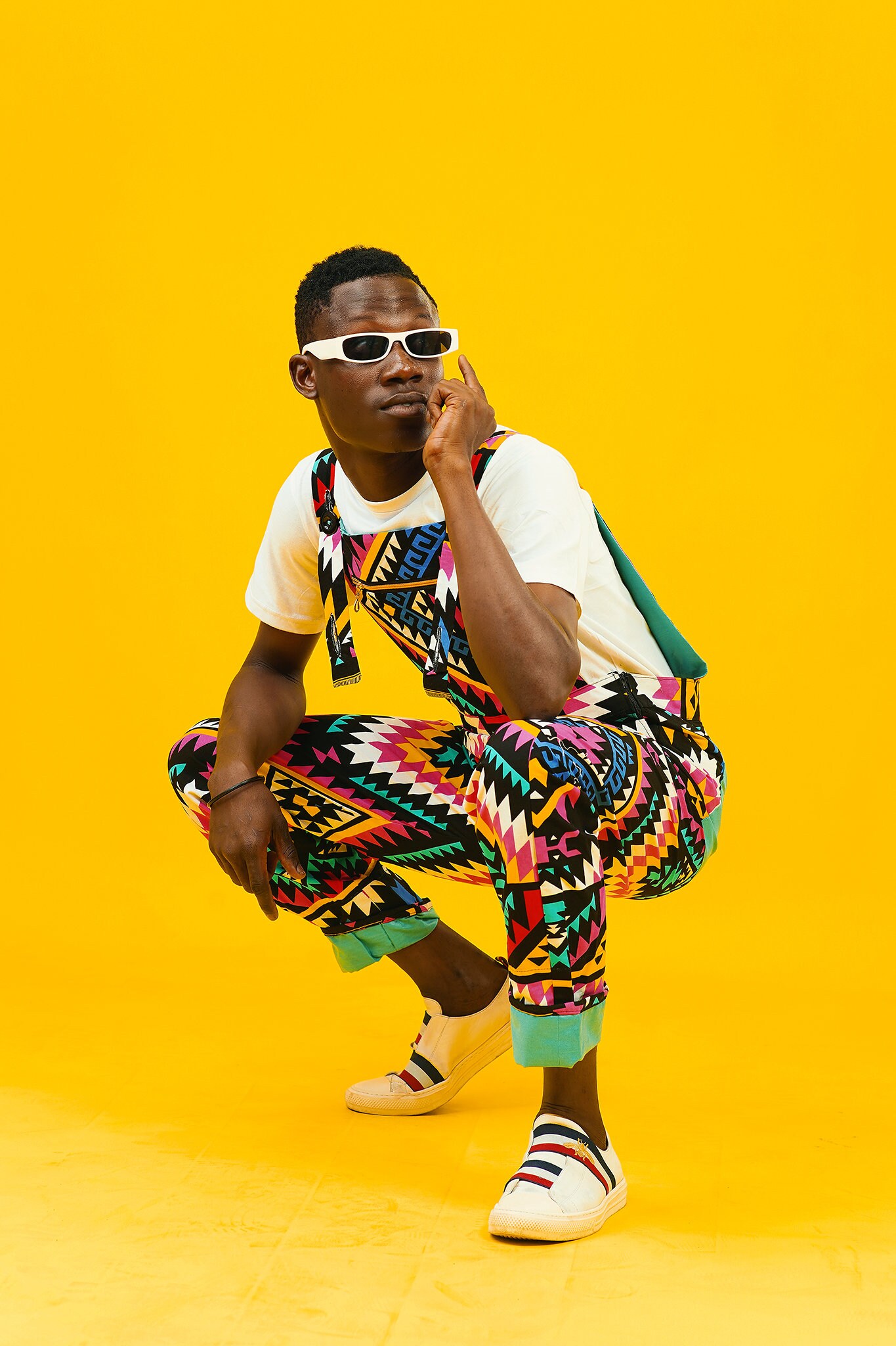 Handmade Ankara Rainbow Overalls, Unisex Gender Neutral Aztec