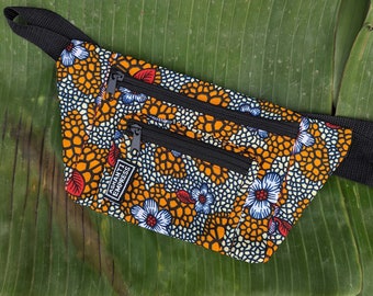 Floral African Print Waist Bag, Ankara Bumbag, Flower Pattern Fanny Pack, Tropical Waist Bag, Floral Fanny Pack, Festival Bag