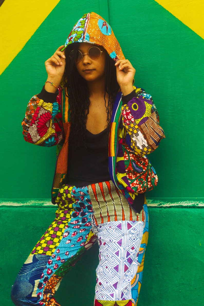 Festival Jacket, African Print Jacket, Patchwork Jacket, Aztec Hoodie, Hippie Clothing, Festival Hoodie, Unisex Jacket, Sustainable Clothing image 6