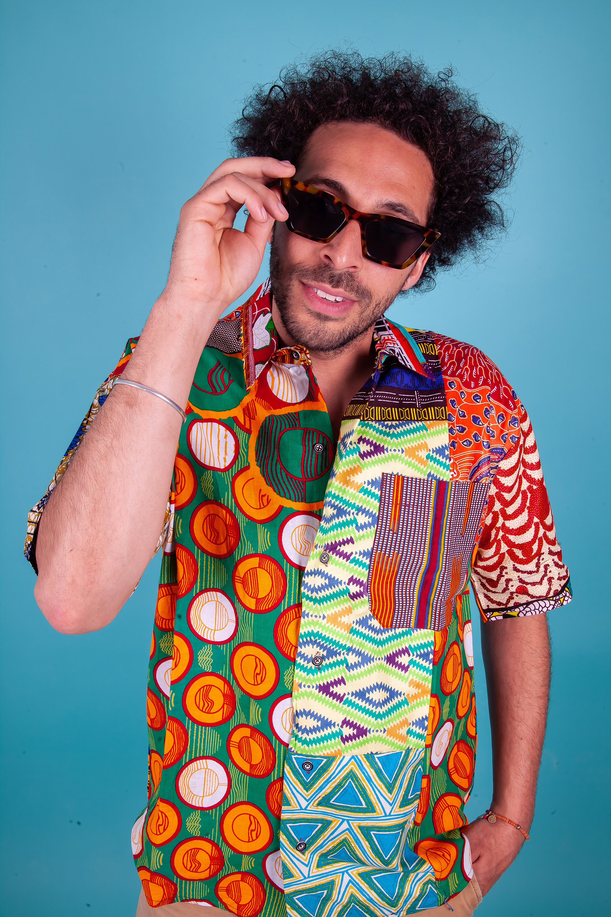 Patchwork Ankara Button Down Shirt, Afrocentric Slow Fashion for