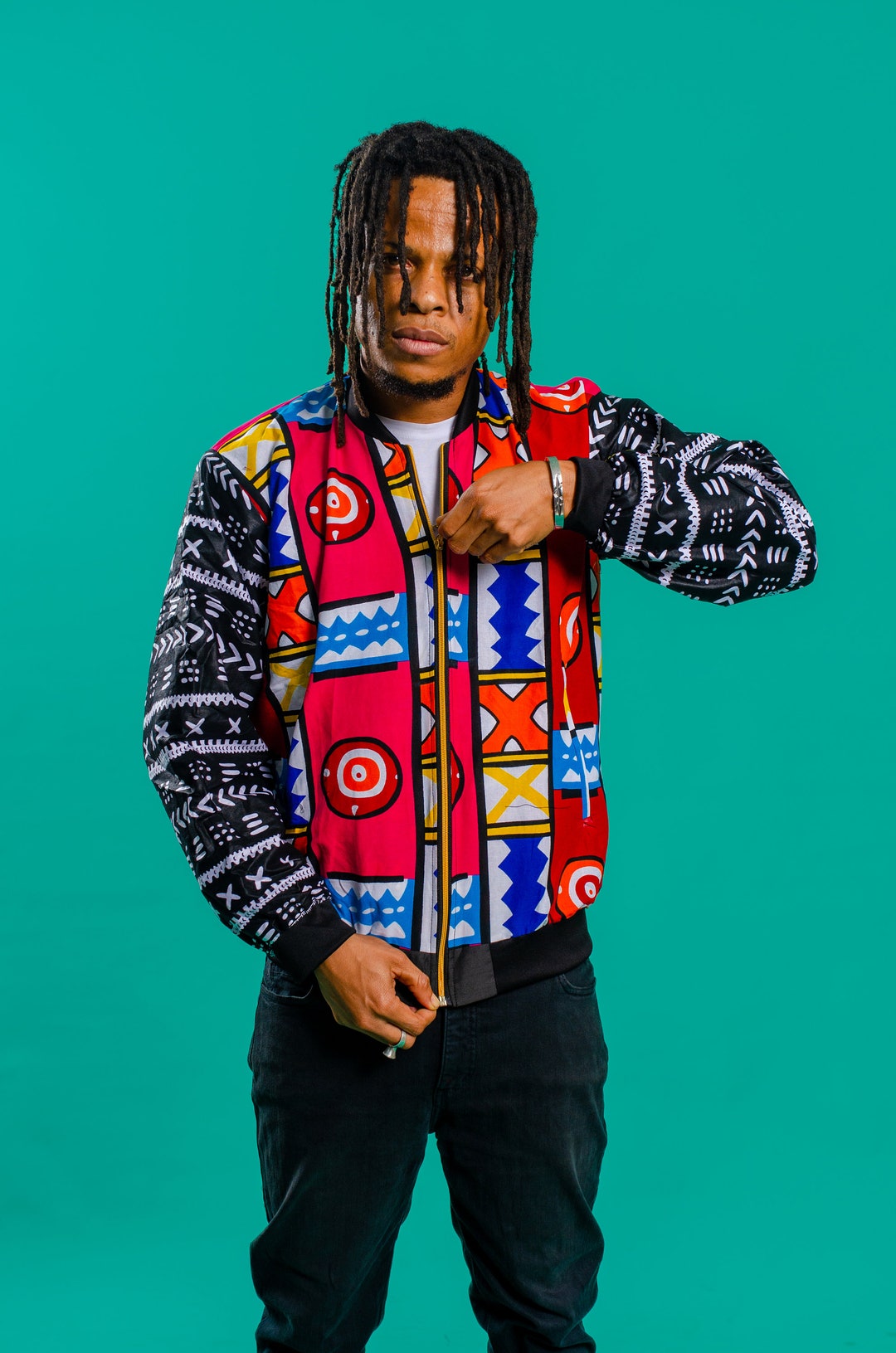 Colourful African Print Bomber Jacket, Unisex Rave Outfit - Etsy