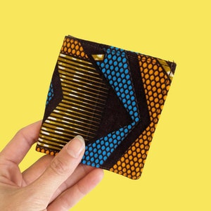 Portafoglio in tessuto arancione e blu, portafoglio con stampa africana, portafoglio da uomo, portafoglio Ankara, vegano, regali afroamericani, borsa sottile, regalo ecologico per lui