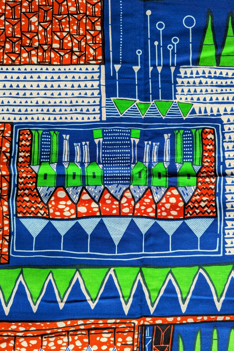 VLISCO Unique Fabric, African Fabric By The Yard, Colourful Fabric, African Wax Print, Dutch Wax, 100% Cotton, Ankara Wall Art, Quilting image 2