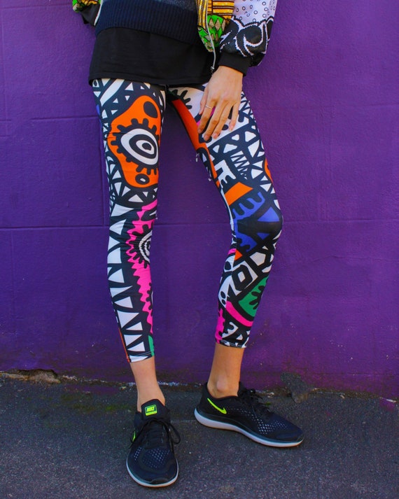 Picasso Leggings, Yoga Pants, Colorful Leggings, Hippie Clothing