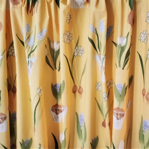 Vintage Kinnamark Swedish Cotton Curtains, Floral Print Pair