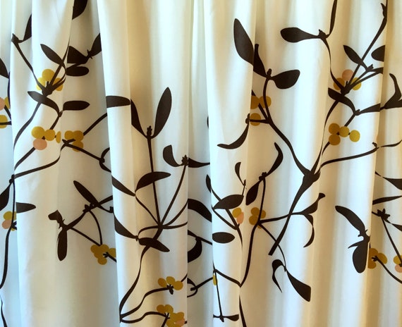 Pair Of Curtains Design Almedahls Brown And Yellow Pattern On Etsy