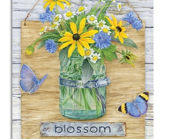 HOUSE Large Flag - "Blossom Flowers Jar" - original art by Jane Shasky