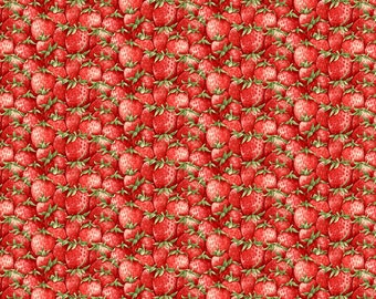 STRAWBERRY GARDEN - Packed Strawberries, red, 506-86, cotton quilt fabric by Jane Shasky for Henry Glass