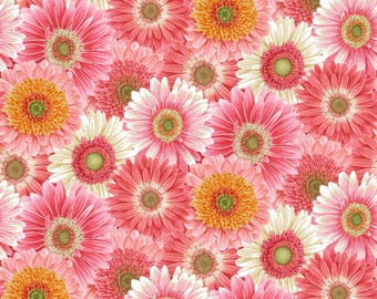 BLOOMSCAPE - 2437-22 packed flowers, pink/multi, 100% cotton quilt fabric by Jane Shasky for Henry Glass