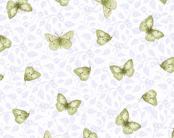 BERRYLICIOUS - Tossed Butterflies 1579-16, green/blue- cotton quilt fabric by Jane Shasky for Henry Glass