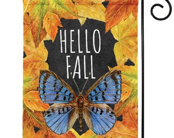GARDEN FLAG  - "Hello Fall" - original art by Jane Shasky