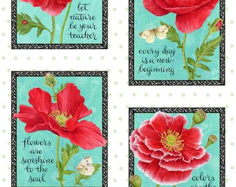 Poppy Perfection 1195P-08 Inspirational Panel by Jane Shasky for Henry Glass