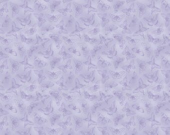 FLUTTERING FLORALS - Monochromatic butterflies, 2170-55 Lavender, cotton quilt fabric by Jane Shasky