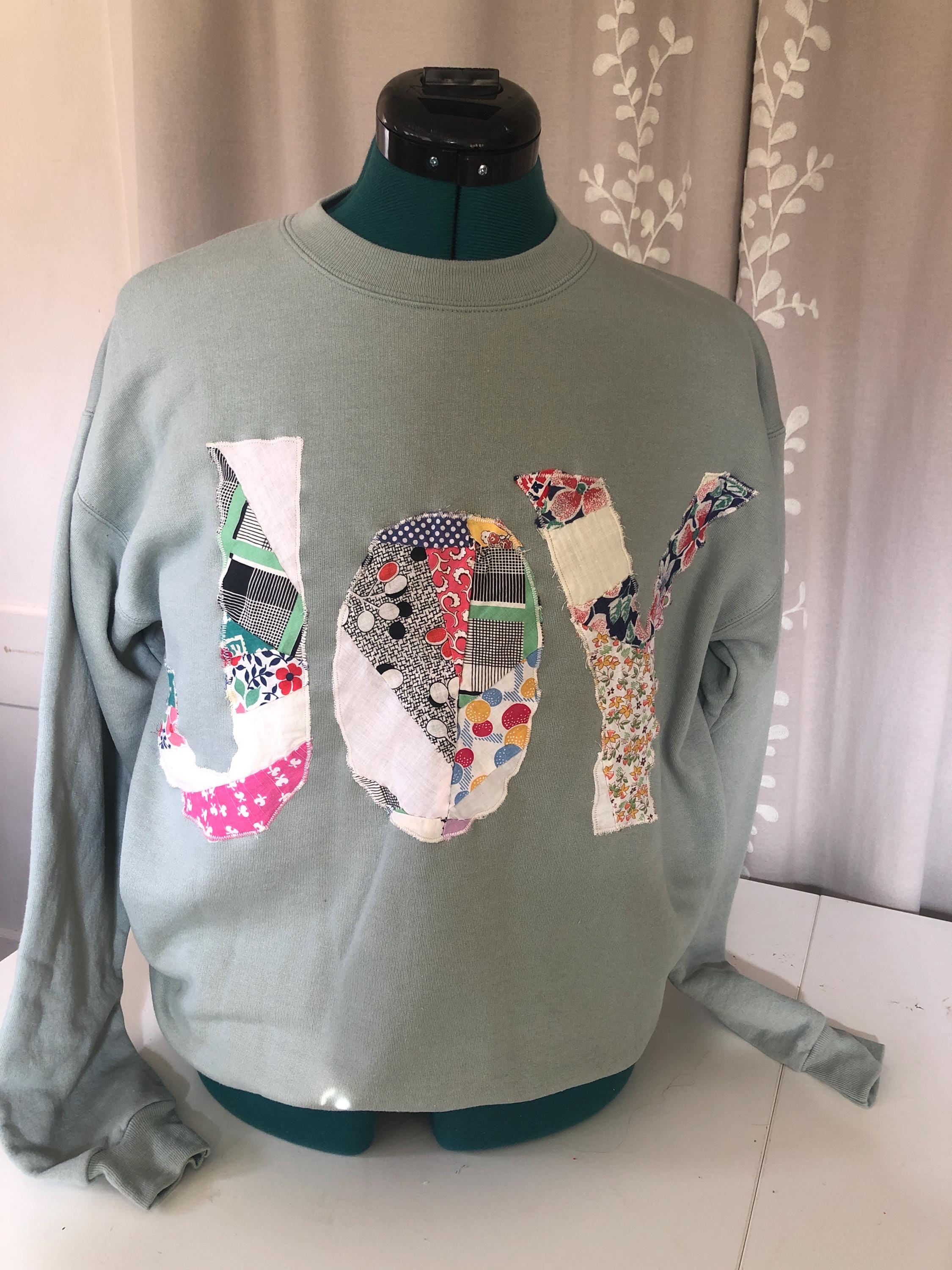 Small- Quilted Patchwork Sweatshirt Handmade Boho Christmas Gift Cozy Unisex