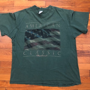 vtg WearGuard Green Faded USA Flag T-Shirt men&#39;s XL - 3d505