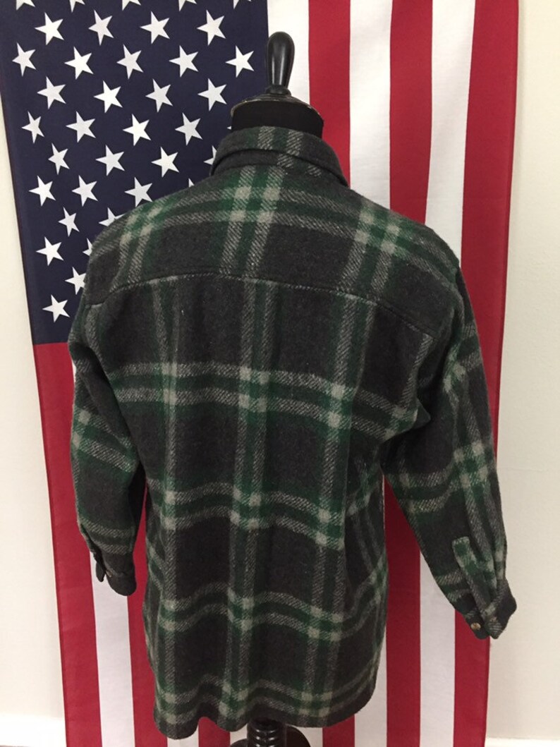 vtg Thick Wool Blend Plaid Flannel Shirt size MEDIUM ~ 19022