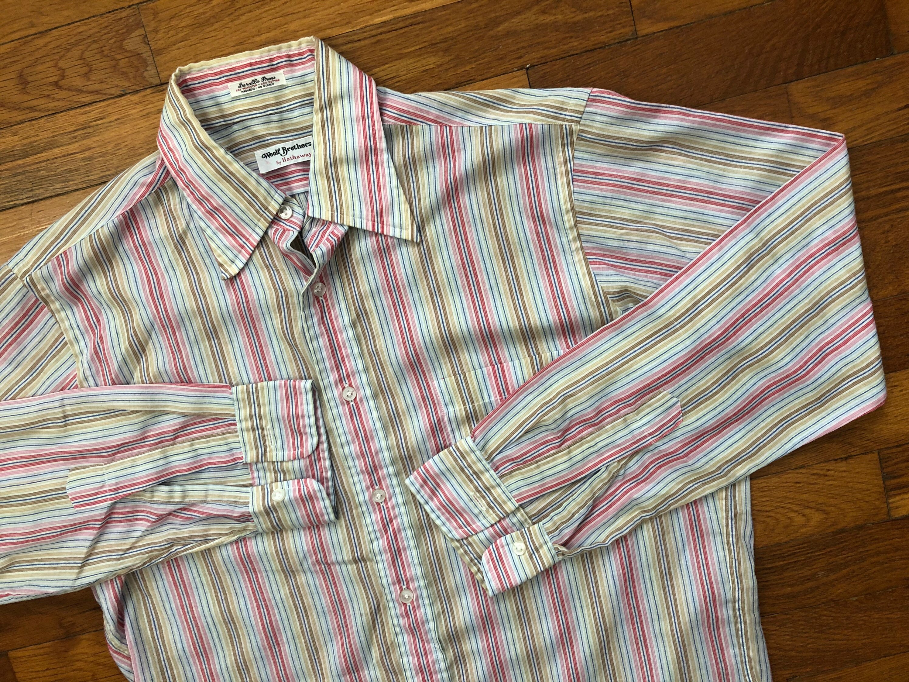 70s Hathaway X Woolf Brothers Red Striped Shirt Size MEDIUM - Etsy