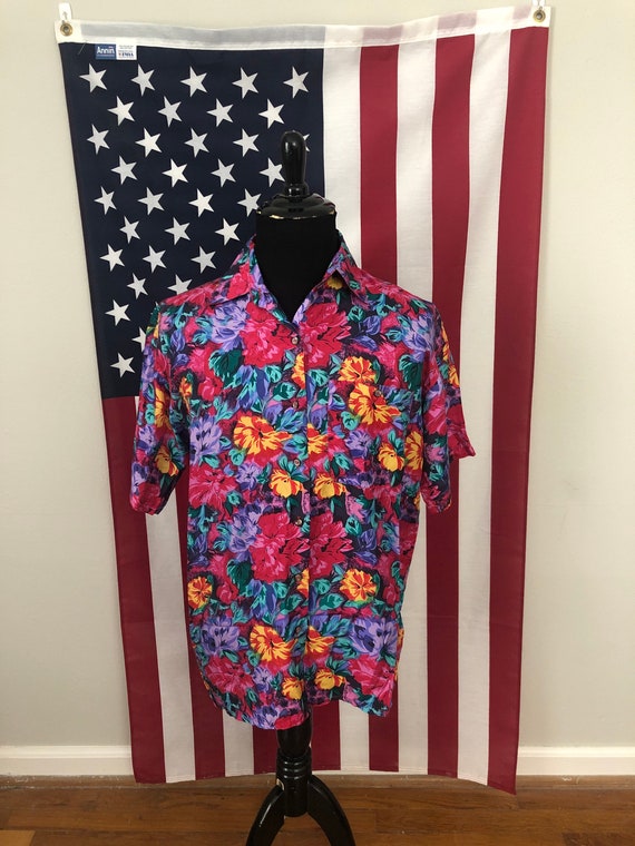 Vintage 90s Lightweight Silk Fresh Prince Hawaiia… - image 2