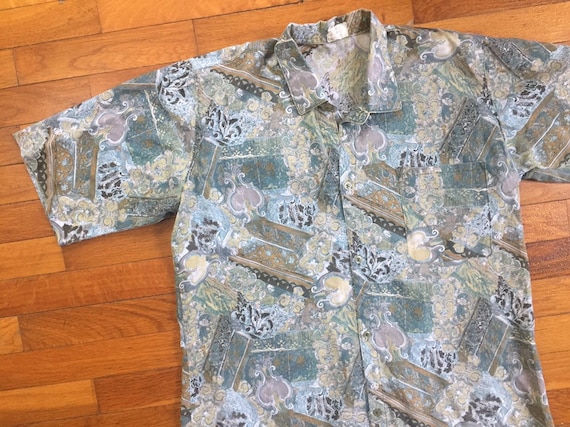 vtg Abstract Paisley Weird Shirt size LARGE ~ b19 - image 1