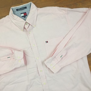 90s Tommy Hilfiger Flag Pastel Pink Shirt size XL ~ 19942
