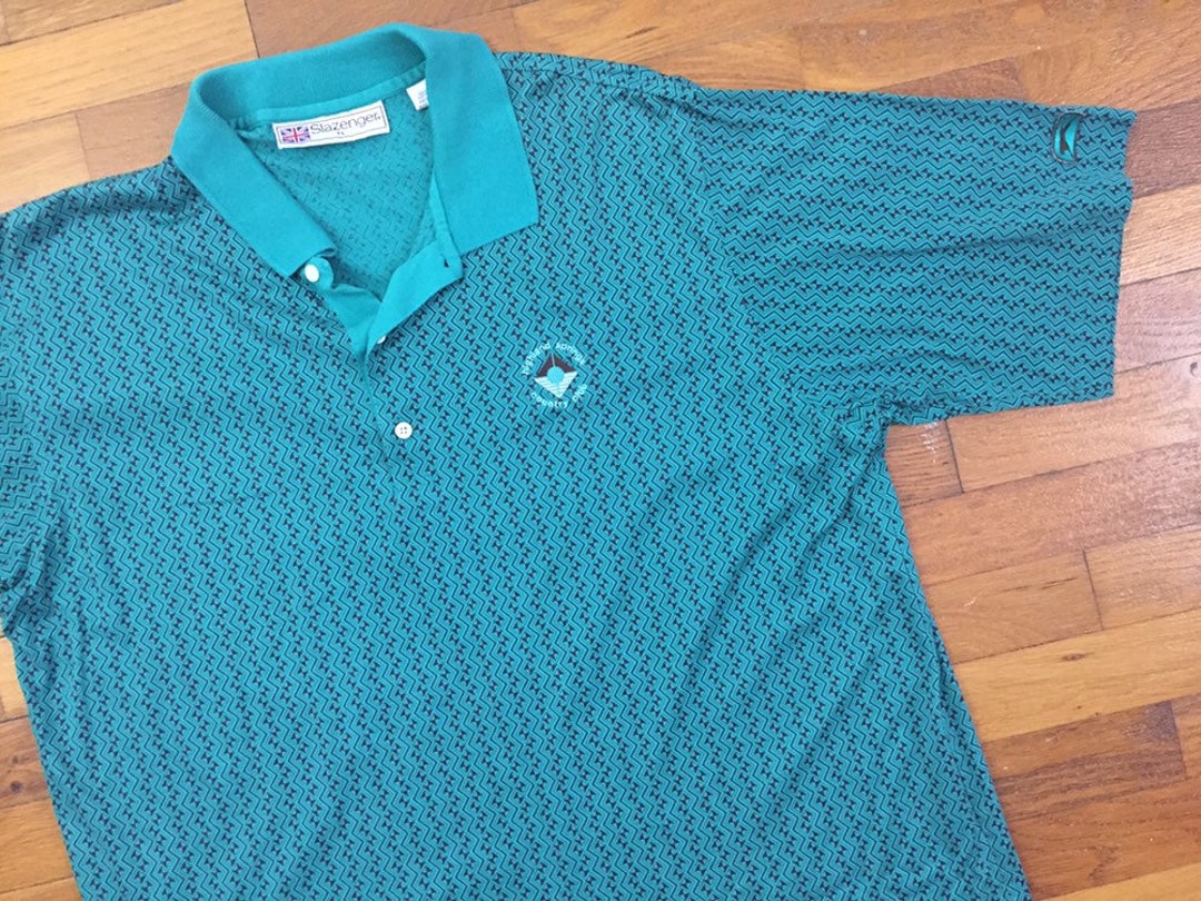 Vtg Slazenger Turquoise Tennis Polo Shirt Size XL 1a276 Etsy