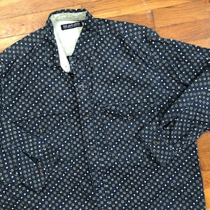 vintage 90s Pepe Jeans Denim Black Grey Boho Shirt men&#39;s Large - 3e282p