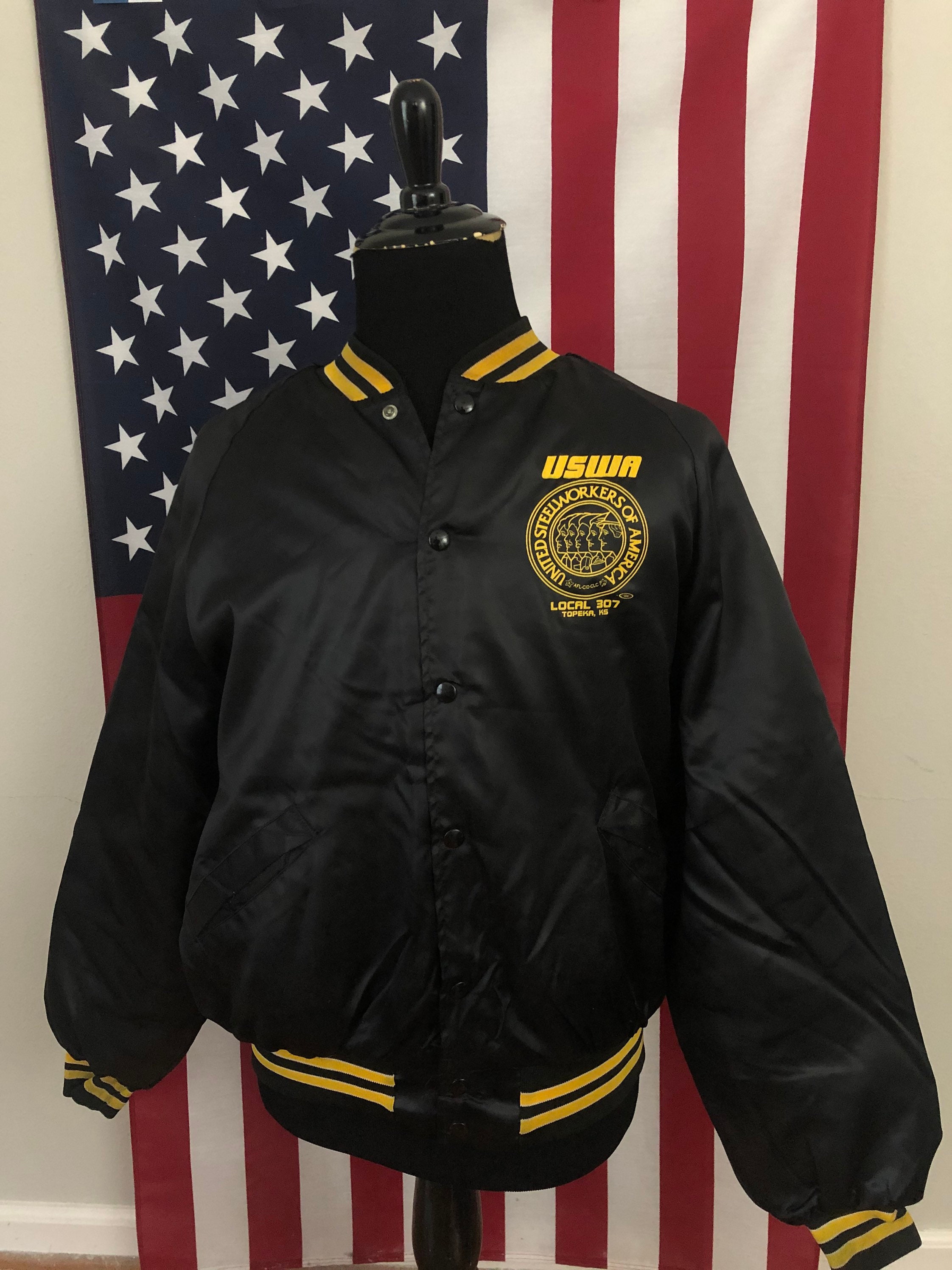 80s United Steel Workers USWA Satin Jacket men's XL | Etsy