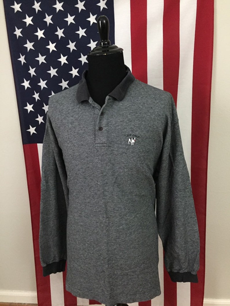 vtg Big Dogs Grey Flannel Polo Shirt size 2XL ~ 19607