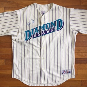 vtg Arizona Diamondbacks Shea Hillenbrand Signed Pinstripes Jersey size XL ~ b622