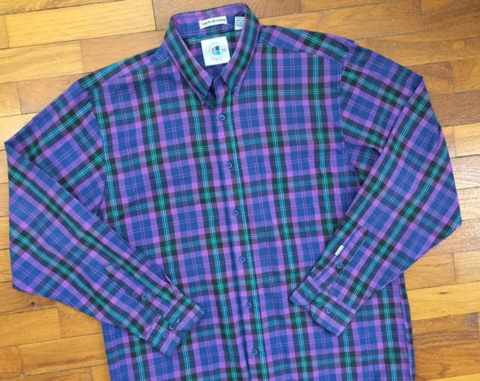 80s Purple Indian Madras Lightweight Shirt Size LARGE Trim - Etsy