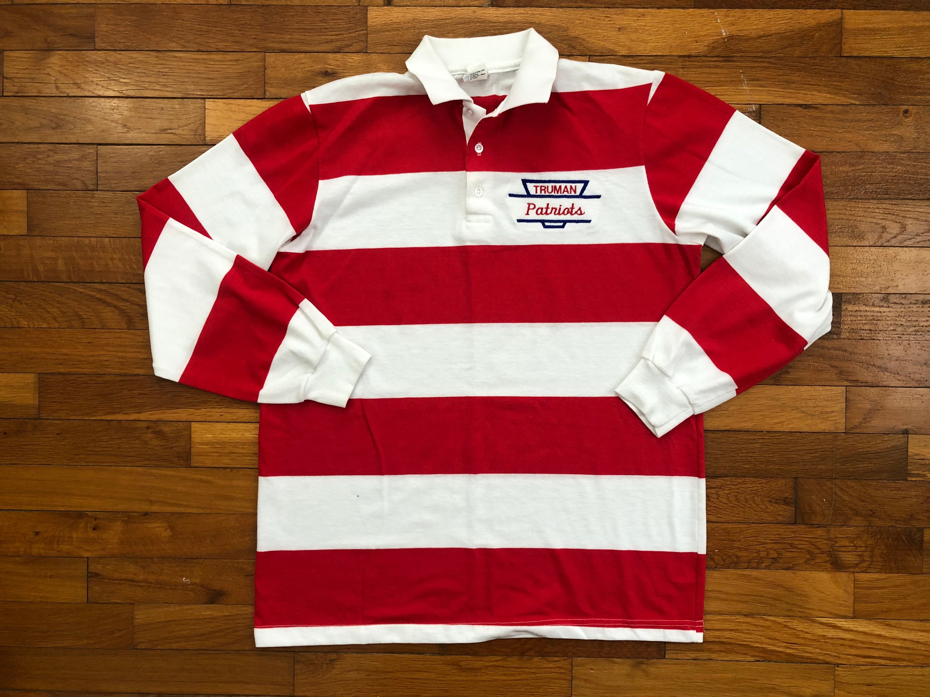 90s Red & White Striped Rugby Shirt men's MEDIUM 3d615p Etsy