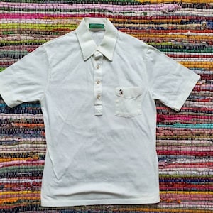 MEDIUM trim men&#39;s vtg 70s Munsingwear Grand Slam Polo Shirt mickey disney 4g23p