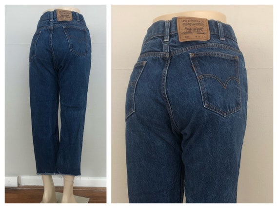 80s Levi's 505 Dark Wash High Water Cropped Jeans… - image 1
